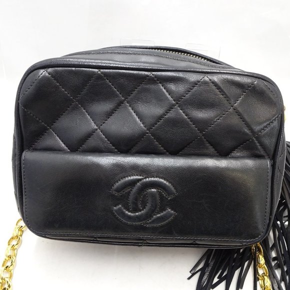 Chanel Chain Shoulder Bag Crossbody Lambskin Black - Picture 2 of 8